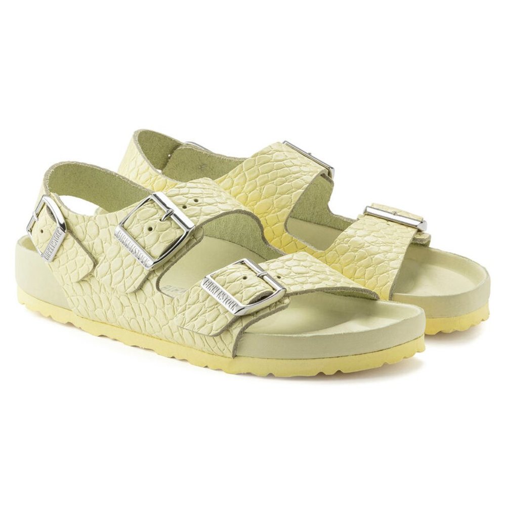 Milano Rivet Logo Embossed Natural Leather - Popcorn - Size 7.5
